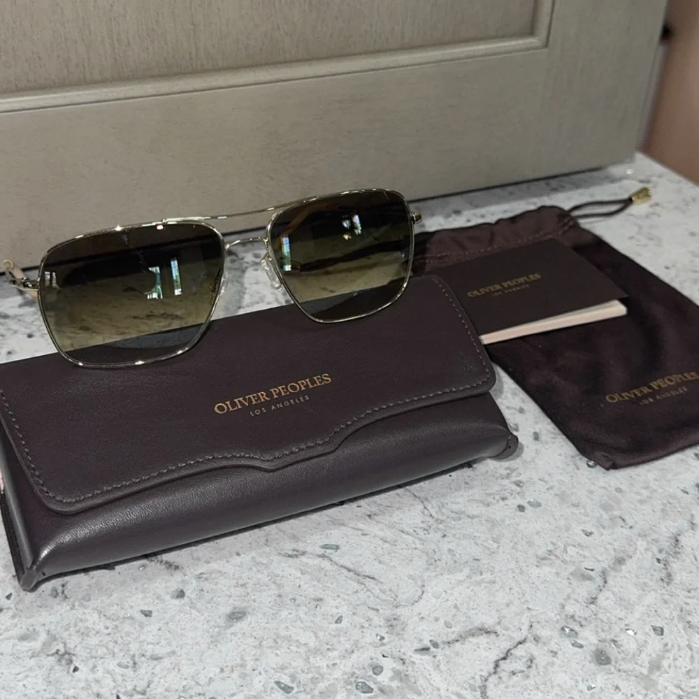 OLIVER PEOPLES Clifton 5035/85 Rectangle Sunglasses Gold Frame NEW AUTHENTIC - Picture 4 of 14